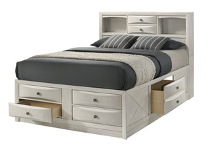 English Elm 1Pc King Bed With Built-In Shelving & Integrated Drawers - Stylish White Storage Solution For Small Spaces B2741S00150