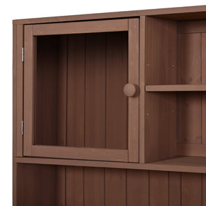 English Elm (with Hutch) Topamx Solid Fir Potting Bench Patio Workstation Spice Rack Drawer Brown N717P404330D