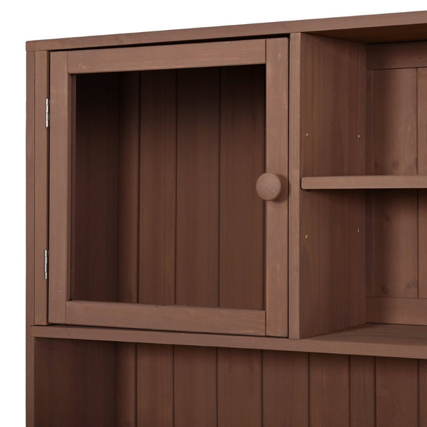 English Elm (with Hutch) Topamx Solid Fir Potting Bench Patio Workstation Spice Rack Drawer Brown N717P404330D