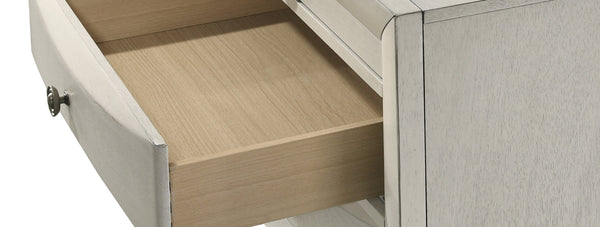 English Elm 1pc Modern Geometric Chest of Drawers with High-Gloss Finish, Sleek Hardware, Spacious Storage and Style White 33.5 L x 18.9 W x 51.1 H B2741P323491