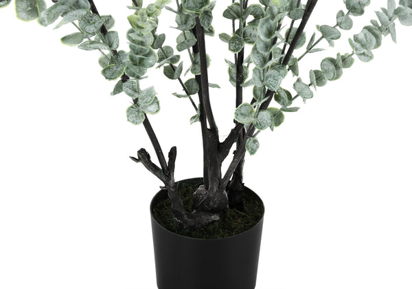 English Elm Artificial Eucalyptus Floor Plant 44" Tall in Sleek Black Pot with 1440 Lifelike Leaves, No Care Needed Green 44 L x 8 W x 8 H B2710P220047
