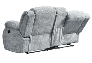 English Elm STONIC Gray Console Reclining Loveseat with Soft-Close Storage, Plush Zaftig Fabric, Manual Recline B201P216012