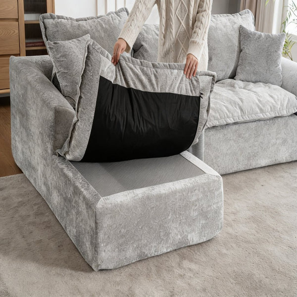 English Elm 103" Chenille Cloud Sectional Modular L-shape Sofa No Assembly Plush Living Room W1170S00044