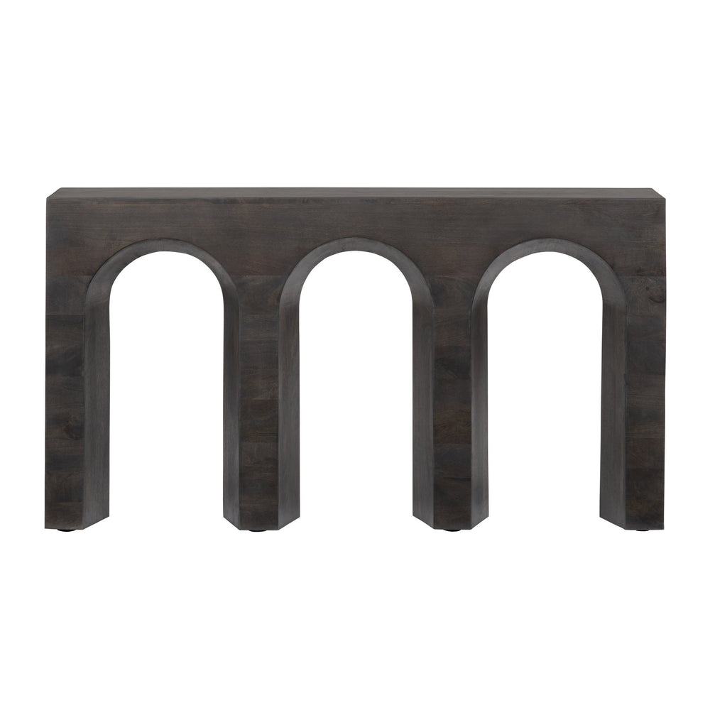 Crestview Collection Contemporary Console Table - Bold Architectural Design With Arched Base, Solid Mango Wood Finish Black Solid Wood Cvfnr4824