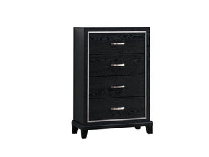 English Elm Livingston 4-Drawer Chest with Wood Grain Finish, Dovetail Construction & Brushed Steel Handles, Durable Storage Solution Black 33.66 L x 18.5 W x 48.03 H B078P366199