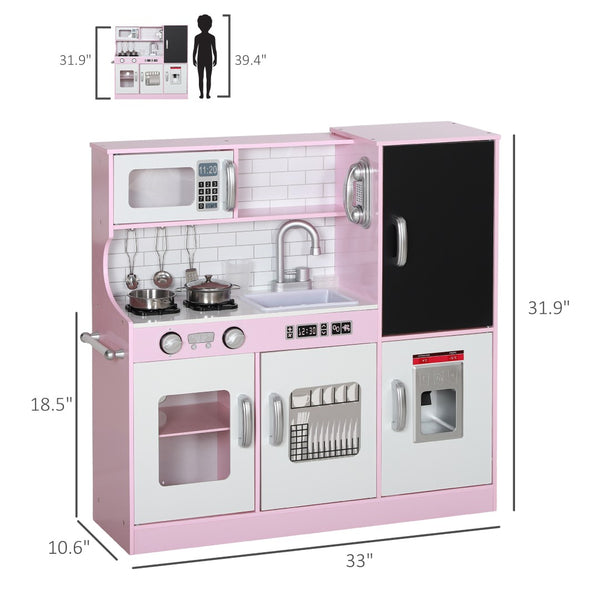 English Elm Qaba Pretend Play Kitchen Set for Kids with Chalkboard Ice Maker and 5 Accessories W2225P249825