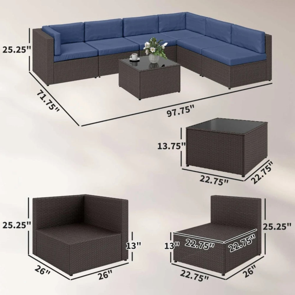 English Elm Modern Outdoor 5 Piece Patio Set with Rocking Chairs Sofa and Ottomans for Backyard T3971S00219