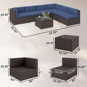 English Elm Modern Outdoor 5 Piece Patio Set with Rocking Chairs Sofa and Ottomans for Backyard T3971S00219