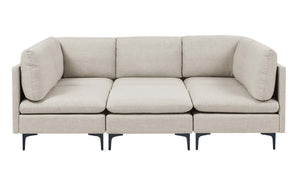 English Elm Linen Upholstered Modular Sectional Sofa with Tall Black Metal Legs for Living Room Almond B2748S00103