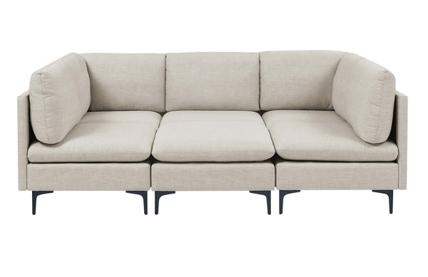 English Elm Linen Upholstered Modular Sectional Sofa with Tall Black Metal Legs for Living Room Almond B2748S00103