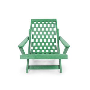 English Elm Pinecrest Outdoor Folding Lounge Chair Recycled Hdpe Reclining Patio Seat with Cushion Green B2745P409692