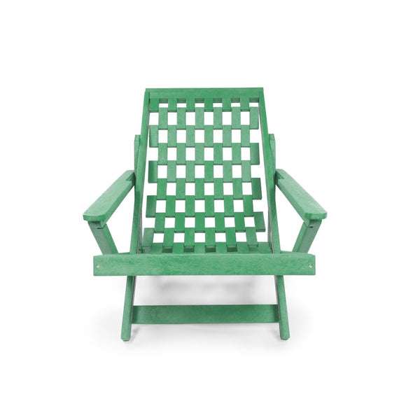 English Elm Pinecrest Outdoor Folding Lounge Chair Recycled Hdpe Reclining Patio Seat with Cushion Green B2745P409692