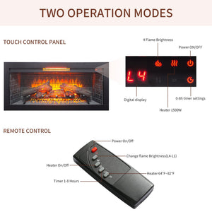 English Elm 42 Inch Infrared Quartz Fireplace Insert with 3d Flame Effect and Built-in Speaker W1769P405043