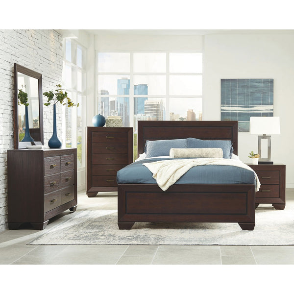 English Elm Hadfield Dark Cocoa 5-Drawer Chest with Tapered Legs, Spacious MDF Storage, Modern Dark Brown Finish B062P331055