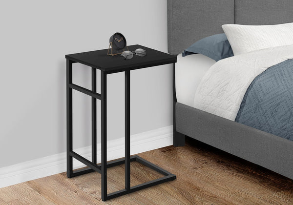 English Elm Accent Table, Modern C-Shaped Design For Versatile Use As Snack Or Laptop Stand, Black Finish B2710P218970