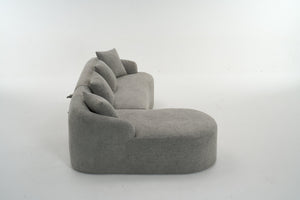 English Elm Boneless L-Shape Sectional Sofa with Curved Chaise Modern Modular Chenille Couch 30D Foam Comfort Lounge Elegance for Living Room Apartments Light Gray W2231S00010