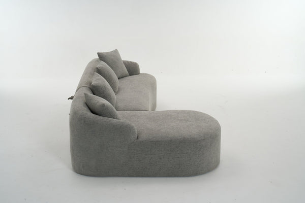 English Elm Boneless L-Shape Sectional Sofa with Curved Chaise Modern Modular Chenille Couch 30D Foam Comfort Lounge Elegance for Living Room Apartments Light Gray W2231S00010