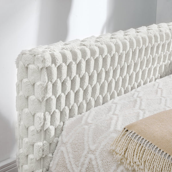 English Elm Twin Upholstered Daybed Sofa with Pull-Out Trundle, Plaid Corduroy Modern Style, Easy Assemble Beige W487S00323