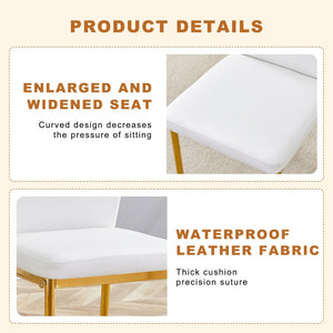 English Elm Table And Chair Set - 35" Round Tempered Glass Dining Table With Gold Metal Base & 4 White Chairs W1151S03703-GIGA