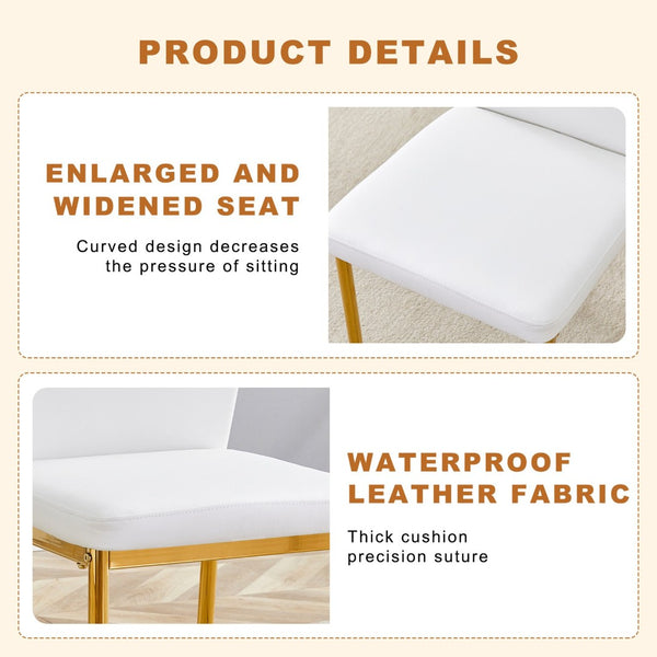 English Elm Table And Chair Set - 35" Round Tempered Glass Dining Table With Gold Metal Base & 4 White Chairs W1151S03703-GIGA