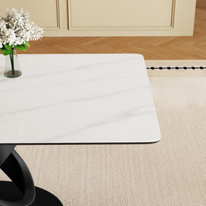 English Elm 71" Rectangular Dining Table – Modern Luxury Sintered Stone Top & Carbon Steel Base, Seats 6-8 Guests W2699S00078