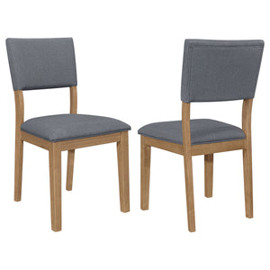 English Elm Topeka Blush Blue Fabric Upholstered Dining Side Chair Set of 2 – Farmhouse Brown Wood Frame, Padded Comfort B062P375532