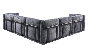 English Elm 102 Inch Linen Modular Sectional Sofa with Hidden Storage and Cloud Cushion Comfort Dark Gray W1099S00190