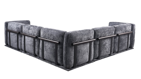English Elm 102 Inch Linen Modular Sectional Sofa with Hidden Storage and Cloud Cushion Comfort Dark Gray W1099S00190