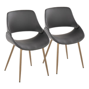 English Elm Fabrico Contemporary Accent Chair with Antique Copper Legs and Plush Faux Leather Upholstery Set Grey B202S01241
