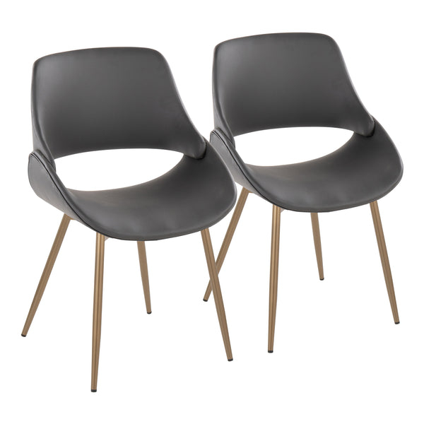 English Elm Fabrico Contemporary Accent Chair with Antique Copper Legs and Plush Faux Leather Upholstery Set Grey B202S01241
