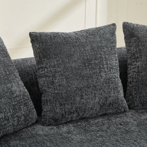 English Elm Curved Chenille Loveseat with Memory Foam Deep Seat and Three Pillows for Compact Living Grey W2915P370963