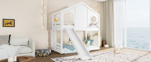 English Elm Full Bunk Bed with Trundle Bookshelf Storage Pine Frame Car Design for Kids Light White W1580S00464