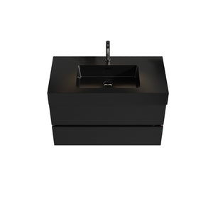 English Elm Grace 36" Walnut Bathroom Vanity With Matte Black Sink & Soft-Closing Drawers For Modern Elegance W1865S00087-GIGA