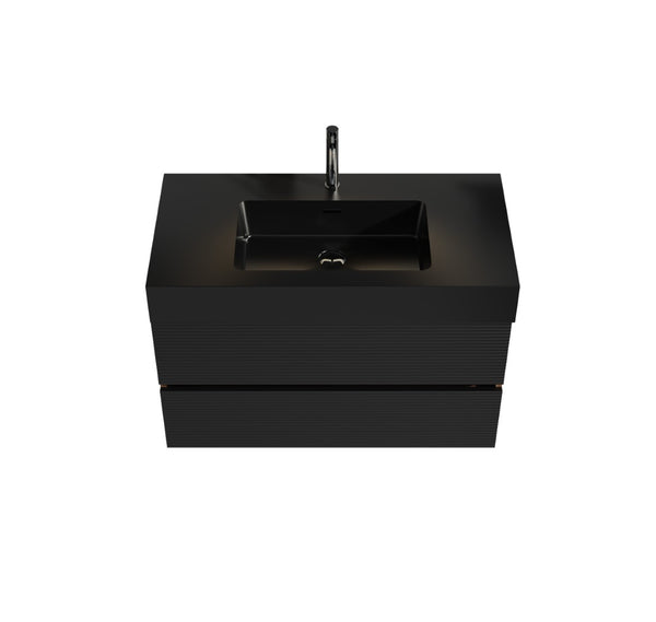 English Elm Grace 36" Walnut Bathroom Vanity With Matte Black Sink & Soft-Closing Drawers For Modern Elegance W1865S00087-GIGA