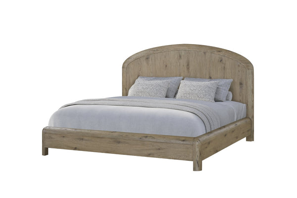 English Elm English Knotty Oak Veneer King Bed Arched Headboard Rustic Transitional Bedroom B2699S00112
