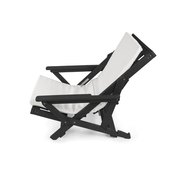 English Elm Pinecrest Outdoor Folding Lounge Chair Recycled Hdpe Reclining Patio Seat with Cushion Black B2745P409690
