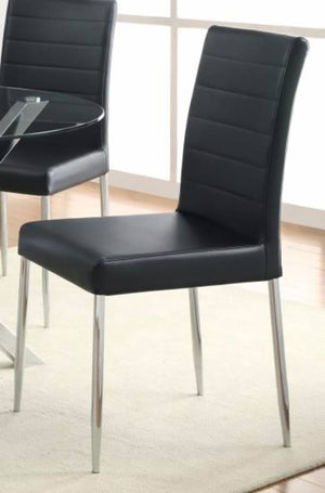 English Elm Set Of 4 Leatherette Upholstered Dining Chairs, Black and Chrome