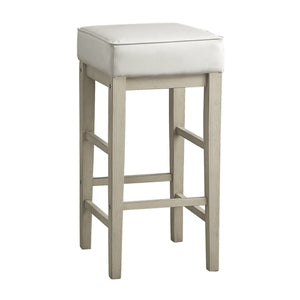 English Elm Transitional Faux Leather Pub Height Stool Set of 2 with Antiqued Wood Frame, 29" Seat, Versatile Design White 32.25 L x 17 W x 12.75 H B011P232133