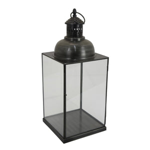English Elm Laila Square Black Metal Lantern with Clear Glass Panels for Indoor Outdoor Decor B056P416921