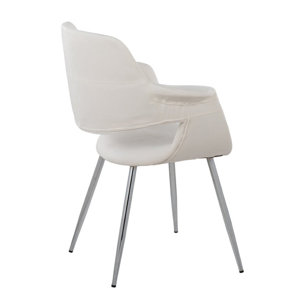 English Elm Vintage Flair Glam/Art Deco Chair Set Of 2 In Cream Velvet & Chrome - Chic Comfort For Any Space B202P223675-GIGA