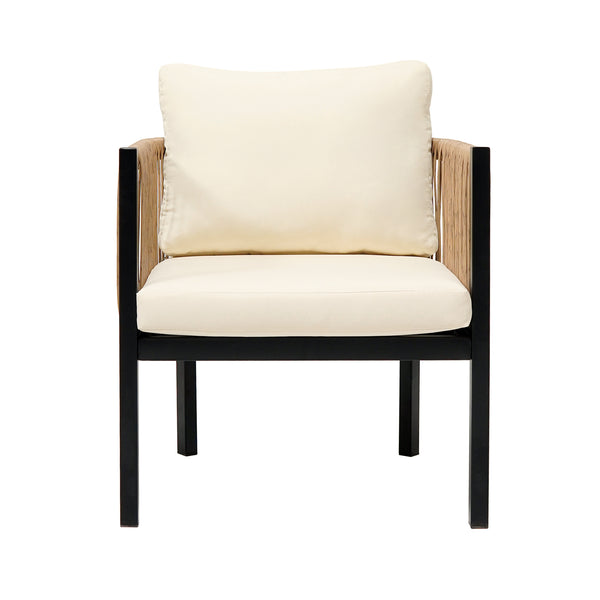 English Elm U_Style Outdoor Multi-Piece Sofa Set with Tempered Glass Table, Weather-Resistant Cushions for Patio Beige WY000435AAA