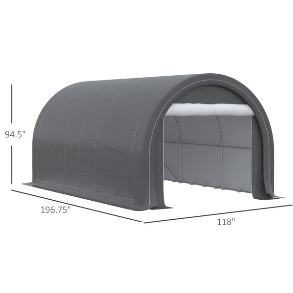 English Elm Outsunny 10x16 Portable Carport Steel Frame Pe Canopy Shelter for Vehicles Gear W2225P200867