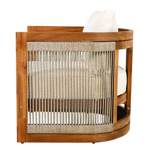 English Elm Christopher Knight Home® - Premium Acacia Wood Outdoor Club Chair – Stylish Curved Design, Woven Rope, Water-Resistant Cushions N767P367654A