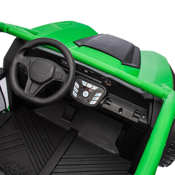 English Elm 24v Two Seater Kids Utv with Parental Remote Dual Motors Four Wheel Suspension Led Green W1578P198435