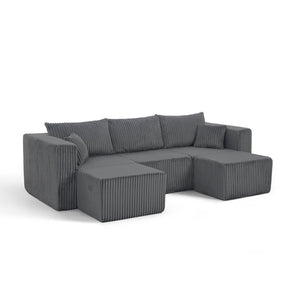 English Elm Compact Modular Sectional Corduroy Sofa High Density Foam Fill for Small Space Living Gray W487P411609