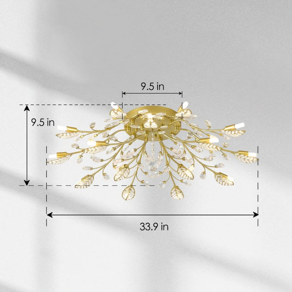 English Elm 15-light Gold Farmhouse Chandelier Seeded Glass Shades for Dining Room or Island W5008P466522