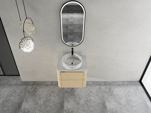 English Elm 24'' Sleek Wall-Mounted Bathroom Vanity With Ceramic Vessel Sink & Soft-Close Door For Small Spaces W999S00459