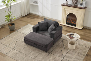 English Elm Chaise Lounge Chair With Storage Ottoman - Stylish Sleeper Sofa, Soft Corduroy, Versatile Comfort W1170P353053