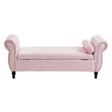 Christopher Knight Home® - Noble House - - Velvet Multifunctional Storage Rectangular Ottoman Bench With 1 Pillow, Pink