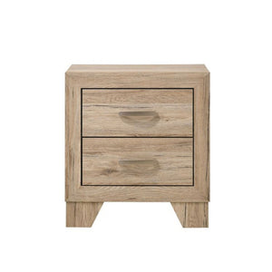 English Elm 2 Drawer Wood Nightstand with Tapered Legs and Natural Finish for Modern Bedrooms B016P256426